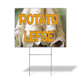 Fastasticdeals Weatherproof Yard Sign Potato Lefse Outdoor Advertising Printing White Lawn Garden Bakery 24x18 Inches 2 Sides Print