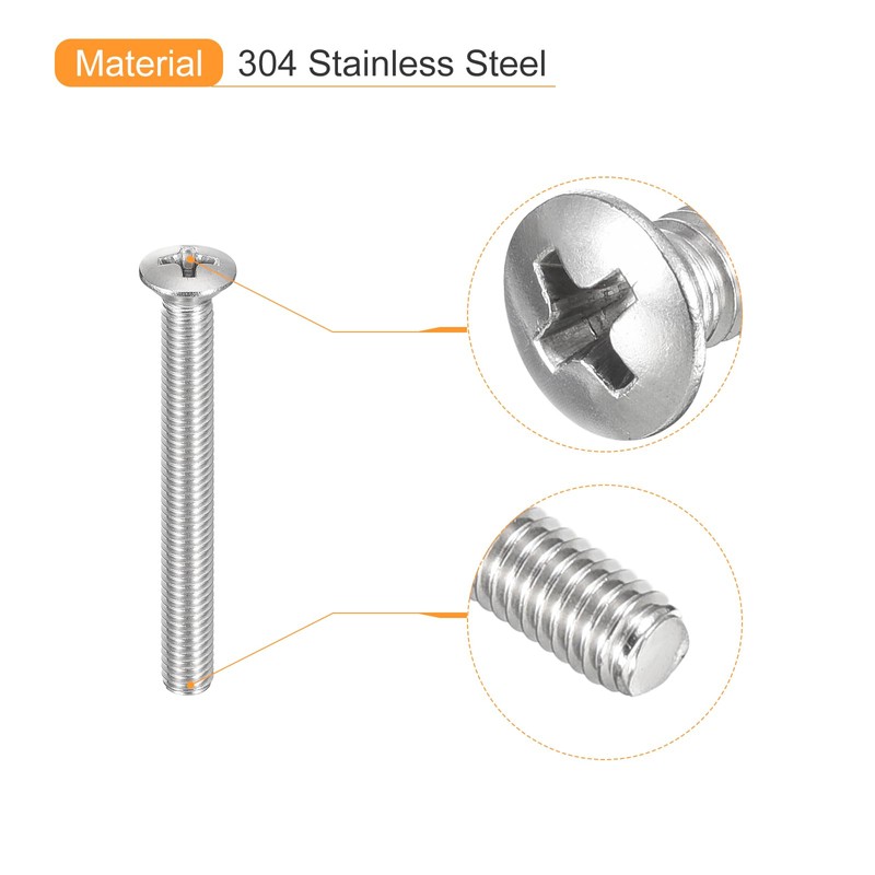 sourcing map M5x60mm Oval Head Phillips Machine Screws, 25pcs 304