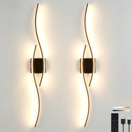 Amansour No Hardwire Battery Operated Wall Sconces Set of Two, 39.8" Wireless Sconces Touch & Remote Control Dimmable 3CCT Rechargeable Black Wall Lights for Living Room Bedroom Hallway.