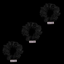 Shhh Silk 3 Pack Medium Black Silk Scrunchies
