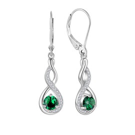 Starchenie Infinity Dangle Earrings Sterling Silver Twisted Leverback Earring Created Emerald Jewelry for Women