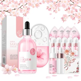 Sakura Face Serum, 100ml Daily Essence with Travel Size & Skincare Samples