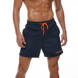 Ougelebo Swimming Trunks Men's Quick-Drying Beach Shorts with Mesh Lining, darkblue