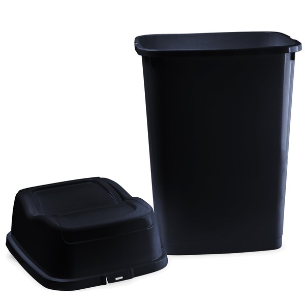 Superio Mini Plastic Trash Can with Swing Top Lid 1.25
