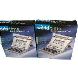 World Time LOT OF (2) WORLD TIME TRAVEL CALCULATOR CLOCK #1660 CALENDAR ALARM ~ FREE SHIP