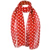 Basic Sense Retro 12mm Polka Dot Chiffon Scarf, Red