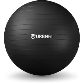 URBNFit Exercise Ball - Yoga Ball in Multiple Sizes for Yoga, Pilates, Pregnancy, Stability - Anti-Burst Swiss Balance Ball w/Quick Pump – Office Ball Chair for Home and Gym – 34 Inch - Black
