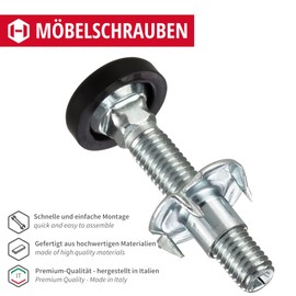 GedoTec® Adjustment Screws For Furniture, Adjustable Foot With Drive-In Nut, Fixed M8 Thread, Galvanised Steel, Load Capacity 300 kg, Height 45 mm, Brand Quality For Your Living Area, Pack of 10