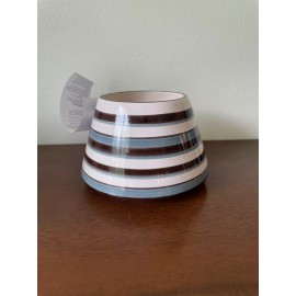 Home Interiors Brown Blue Striped Candle Capper Jar Shade Topper Homco Modern