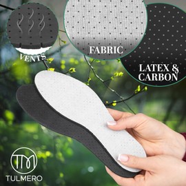 TULMERO Insoles - 4 Pairs of Activated Carbon Shoe Insoles, Sweaty Feet, Breathable Insoles for Dry Feet, Size EU 42