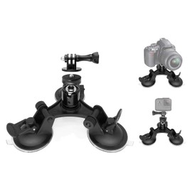 MyGadget Triple Cup Camera Suction Mount - Window Car support Holder with Ball head 360 degrees Rotation for GoPro Hero, Nikon, Canon, Sony, Olympus