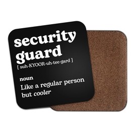 Security Guard Square Coaster - New Job Dictionary Regular But Cooler Definition Funny Joke Hobby Men Women Kitchen Drink #82674