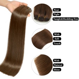 Medium Brown Clip in Hair Extensions Real Human Hair 22 Inch for Women Invisible Natural Straight Seamless Clip in Hair Extensions Human Hair 8pcs Double Weft 75g (#4 Medium Brown, 22 Inch)