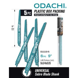 ODACHI Reciprocating Saw Blade Bi-Metal Cobalt M42 Sabre Saw Blades for Wood Demolition 9-Inch 6TPI 5-Pack