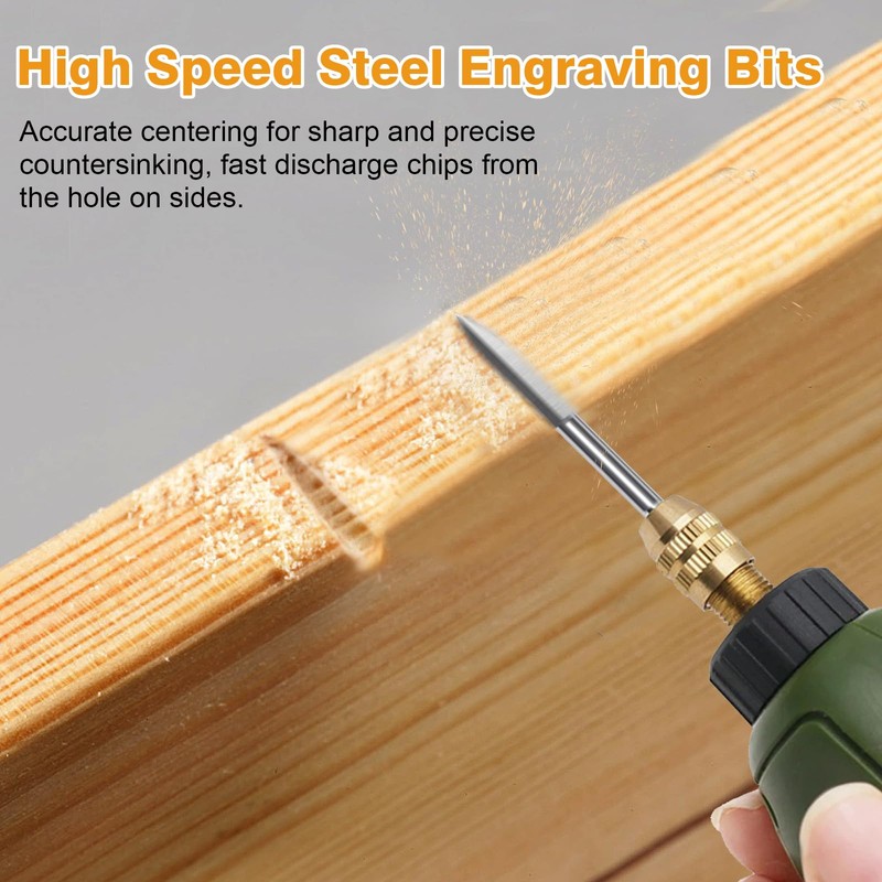 SUNJOYCO 6PCS Wood Carving Drill Bits Set for Rotary Tool,