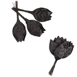Factory Direct Craft Package of 100 Black Poly Silk Corsage Leaves for Embellishing Corsages, Arrangements, and Crafts