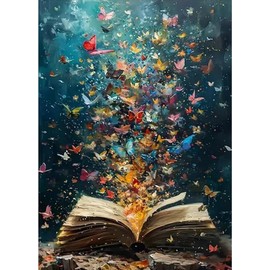 ZQEATRY Diamond Painting Kits for Adults Beginner,Butterfly On Book Page Diamond Art Kits,DIY 5D Full Drill Paint by Diamonds with Paintings Arts and Crafts for Home Decor 12 X 16Inch