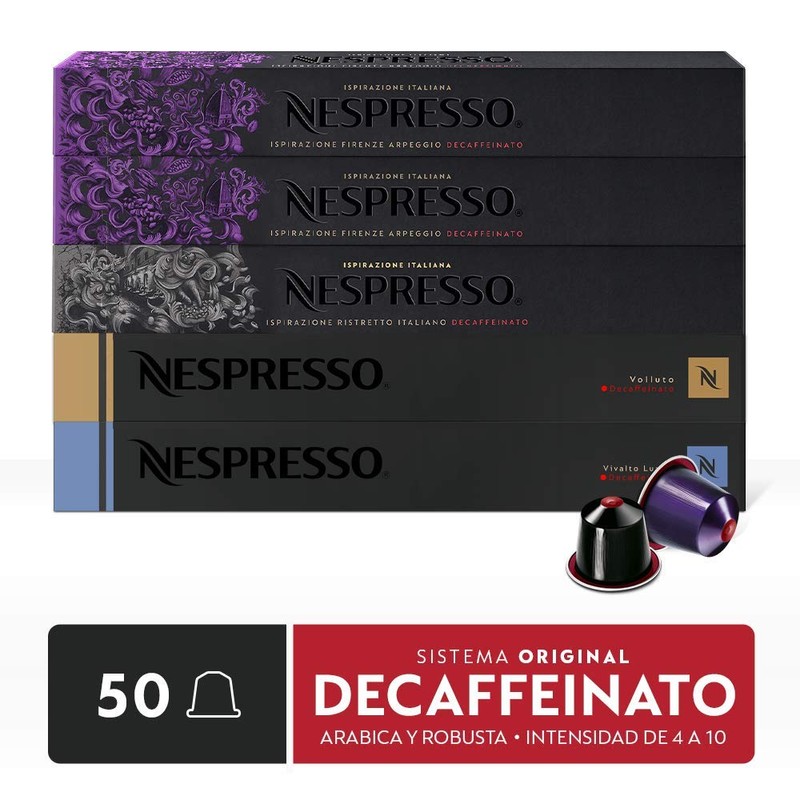 Nespresso, Café Decaffeinato, Paquete de 50 cápsulas de Sistema Original