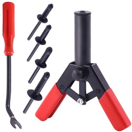 Glarks - Juego de 42 pistolas de remache de plástico, herramienta de extracción de sujetadores y juego universal de remaches para instalar y quitar paneles de puerta de coche y clips de tapicería