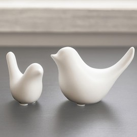 Notakia Small Birds Statues Home Decor Modern Style Birds Decorative Ornaments for Living Room, Bedroom, Office Desktop, Cabinets (2Pcs White Birds)