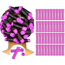 40 count Green Plastic Perm Rods Set for  Hair, Large Hair Curling Rods for Women Hair DIY Hairdressing Tools - Color: Purple, Size: 1 Count (Pack of 20)