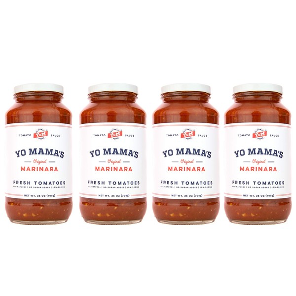 Keto Marinara Pasta Sauce by Yo Mama's Foods - Pack of (4) - No Sugar Added, Low Carb, Low Sodium, Gluten Free, Paleo Friendly, and Made with Whole, Non-GMO Tomatoes.