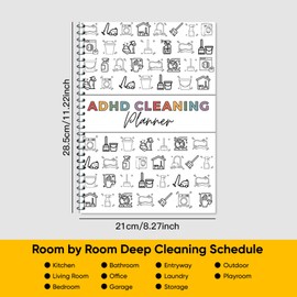 ADHD Cleaning Planner UK for Adults – Household Cleaning Schedule and Checklist Management – Daily Weekly Monthly Organizer for Task Tracking and Habit Building - Chore Chart Notebook for Home