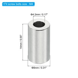 PATIKIL M4 Stainless Steel Spacers, 5 Pcs Metal Spacer Stainless Steel 4.2mm ID x 8mm OD x 14mm L Stainless Steel Spacers Screw Standoff Round for 5/32inch or M4 Screw Bolts