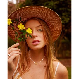 TGOLM 555 Necklace Gold Plated Stainless Steel Faux Pearl Choker Angel Number Chain Gift for Women 16"