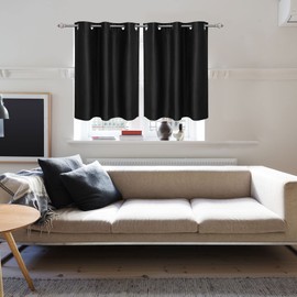 PiccoCasa Blackout Curtains 2 Panels Grommet, Black Thermal Insulated Curtains Panel Darkening Small Window Curtains for Bedroom Living Room - L36 x W42 Drop Inches