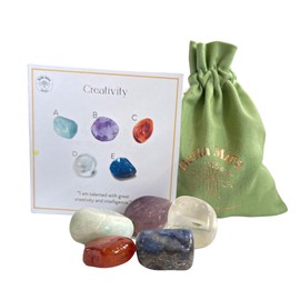Creativity Crystals - UK Designed 5 Stone Premium Selection for Strength, Peace, Courage, Clarity Comes with Gift Pouch, Wellness Guide & Info Booklet
