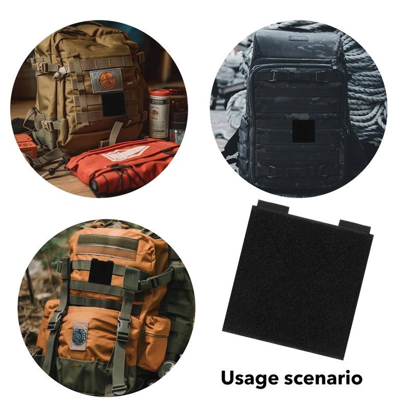 2 Pcs Hook and Loop Tactical Patch Board, 10x10cm Black