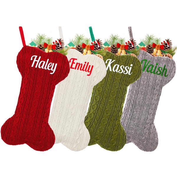 CRSTAFU 1Pc Personalized Dog Christmas Stockings, Custom Embroidered Name Pet