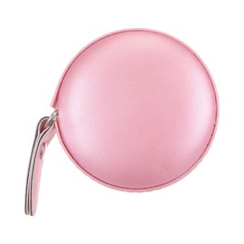 1 Pcs Round Retractable Measuring Tape 150 cm/60 inch Soft Leather Case Tailors Tape Measure Pocket Size for Body, Fabric, Sewing Measurements - Pink