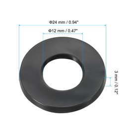 PATIKIL M12 Rubber Washers Rubber Seal Round 10 Pieces 12 mm ID 24 mm OD 3 mm Thick Flat Washers Set Sealing Rubber for Tap Pipe Mounting Screw, Black