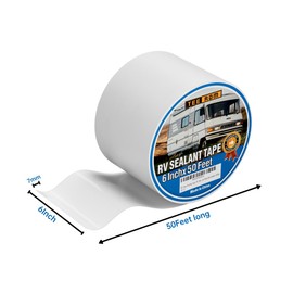 Teerdm RV Sealant Tape White, 6 Inch X 50 Feet, Waterproof, UV Resistant, Weatherproof, for RV, Boat, Metal, Wood, Plastic