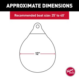 TAYLOR MADE PRODUCTS Taylor Made Tuff End Buoy, White (12") – Flexible, Strong, Marine-Grade Vinyl Buoy for 25-40 Foot Boats – Easy-to-use, Trivalve™ Inflates with Standard Ball Pump – 2020108080