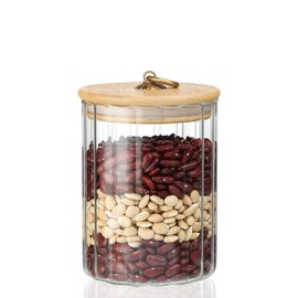 Galashield Glass Storage Jar with Bamboo Lid 24 oz | Decorative Glass Canister with Airtight Lid | for Kitchen Pantry Organization