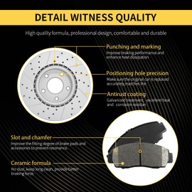 FRaxle Front Brake kit, Drilled & Slotted Brake Rotors and Disc Brake Pads fit for Chevy Cruze Limited 2016 Cruze 2011-2015 Chevy Sonic 2012-2017