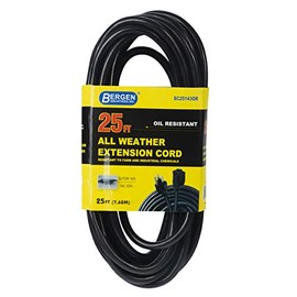 Bergen Industries SC25143OR Bergen 25 Foot Farm & Shop Extension Cord, Black