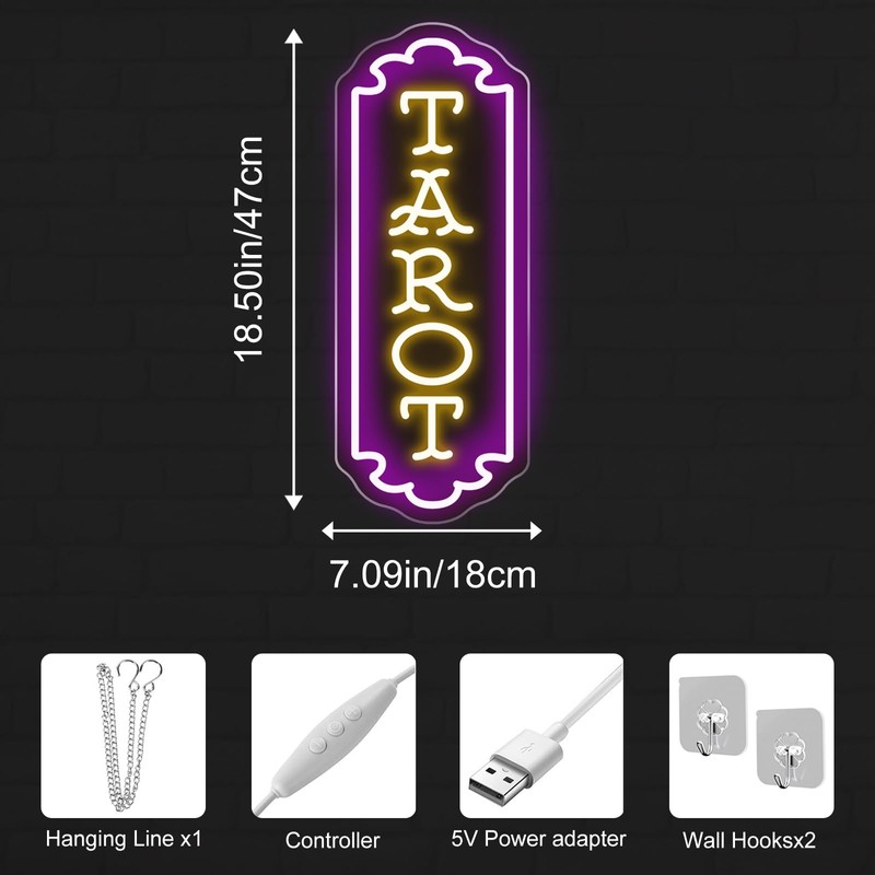 Tarot Neon Sign for Psychic Shop Fortune Teller Spiritual Decor-Purple