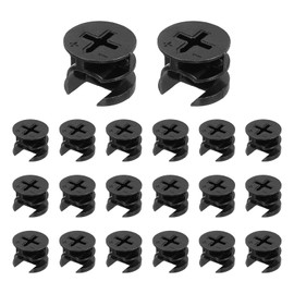 uxcell Furniture Cam Lock Fasteners 15 x 12mm, 20Pcs Cam Lock Nut Connectors Fittings, Joint Connector Locking Nuts for Cabinet, Drawer, Wardrobe, Panel Connecting, Black