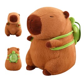 Meleager Capybara Cuddly Toy, Capybara Plush Toy for Children, Capybara with Turtle Backpack, Stuffed Toy Capybara Gift, Capybara Plush for Girls Boys (23 cm)