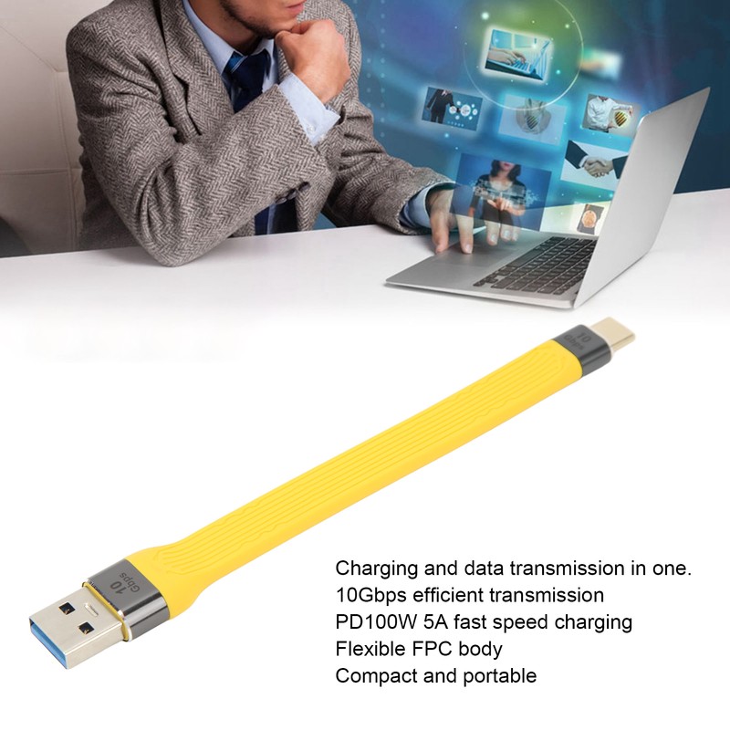 USB Male to Type C Male Cable 10Gbps 5A 13.8cm