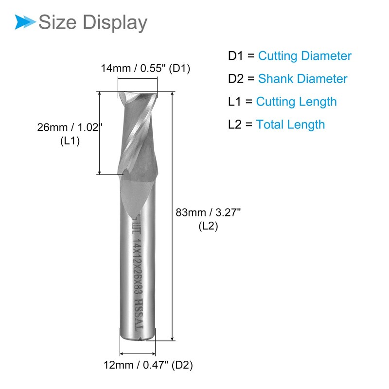 CoCud Square Nose End Mill 14mm x 26mm Cutting 12mm