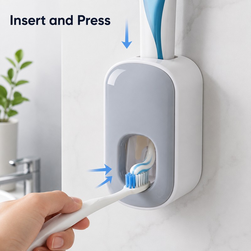 Wall-Mount Toothpaste Dispenser – Push-Activated Automatic Toothpaste Squeezer, No-Drill Water-Resistant