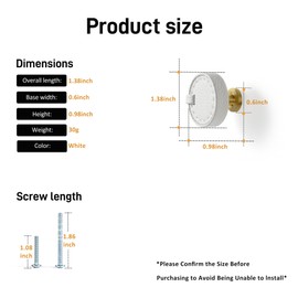 Satanga Kitchen Leather Cabinet Drawer Dresser Knobs Pack of 4 White Brass Round Cupboard Door Bathroom Handles Furniture Wardrobe Hardware One Single Hole Diameter 1 2/5 Inch with Screws Modern