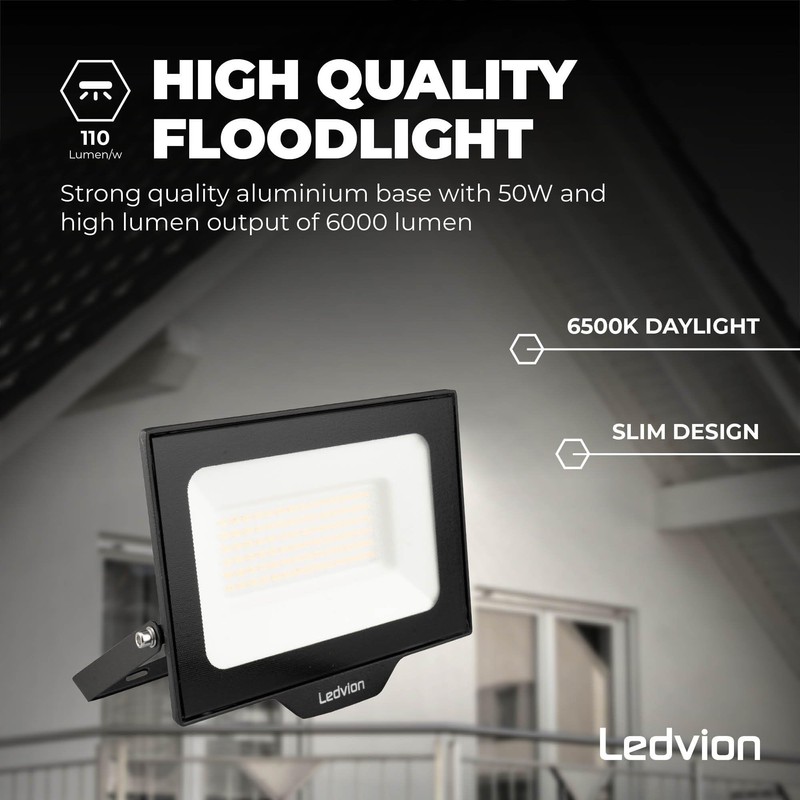 Ledvion LED Spotlight with 0.5 m Cable, 50 Watt Osram