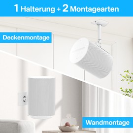 notiela Speaker Wall or Ceiling Mount for Sonos Era 100 Wireless - Adjustable, Tilt and Swivel Mount, Heavy Duty Speaker Mount, White