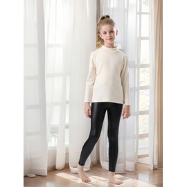 CVVTEE Girls Faux Leather Pants Stretch Leggings Tights Kids Pants (US, Numeric, 12, Regular, Black)